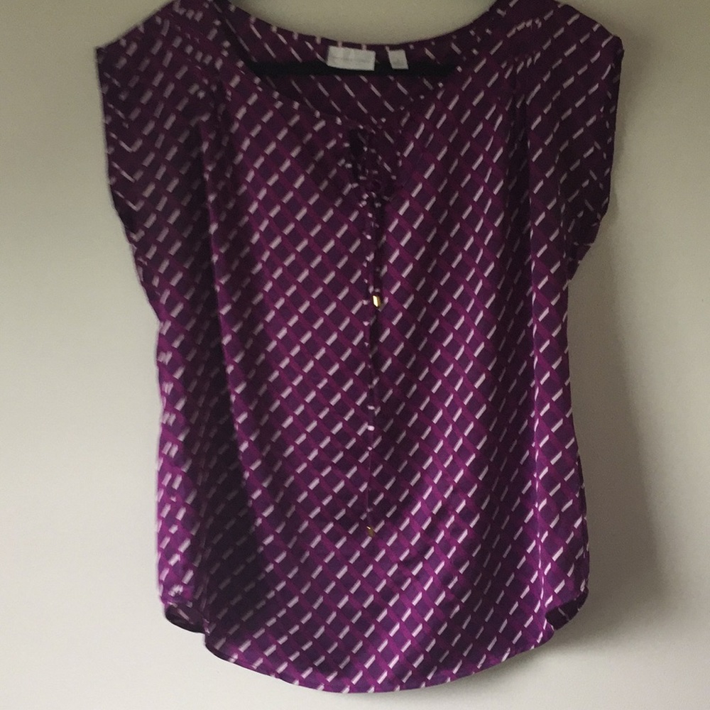 NY  & Company purple and white sleeveless blouse